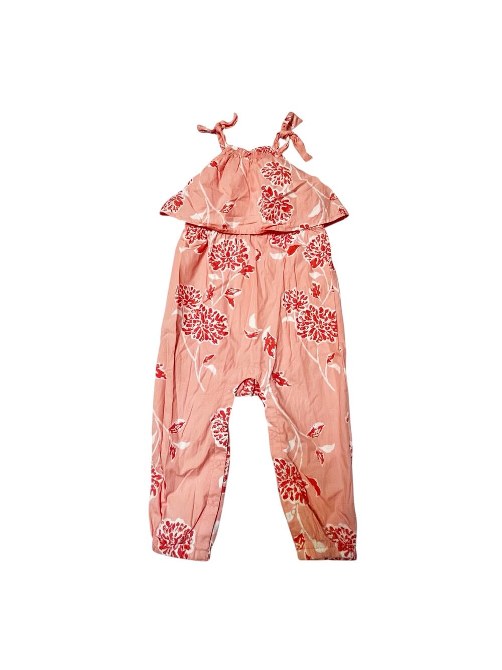 Tea Collection Floral Ruffle Jumpsuit Romper Size 18-24m